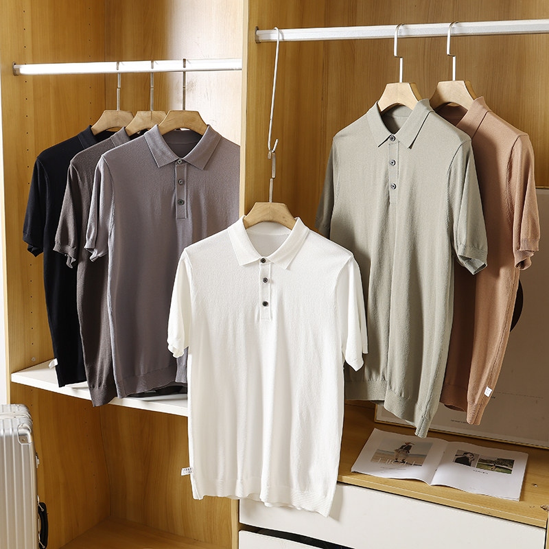 伊力特针织面料!舒适透气!夏季薄款男士商务休闲翻领短袖polo衫