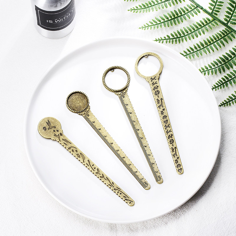 DIY合金饰品配件书签系列尺子文具发簪子创意手工复古青铜内入20