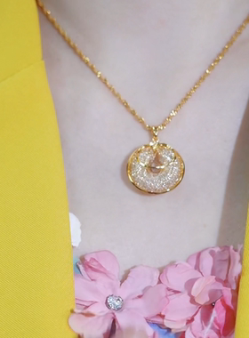 2026金色网状平安扣项链女高级感轻奢百搭复古新款爆款锁骨链颈链