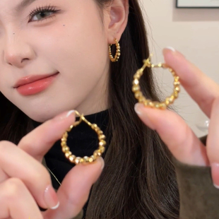 百搭耳饰 高级感耳环小众设计时尚 s925银针碎银耳圈女2024新款 爆款