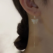 流苏蝴蝶耳环女小众独特耳坠轻奢高级感气质简约甜酷耳钉纯银耳饰