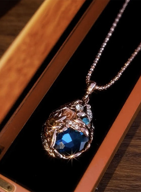 蓝水晶项链轻奢衣服配饰挂件