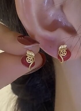 小福袋耳钉925纯银钱袋子耳坠