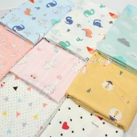 Mùa hè bé đôi vải cotton cotton đôi gạc quần áo bé phim hoạt hình in vải lớp A - Vải vải tự làm chất vải nỉ cotton