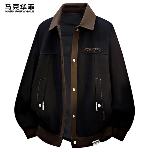 马克华菲撞色翻领夹克男士外套