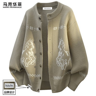 马克华菲圆领印花毛衣男士冬季