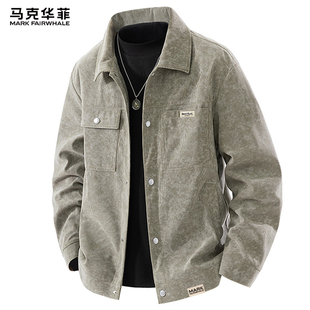 马克华菲美式提花外套男士春秋季翻领夹克2026新款男款上衣早春装