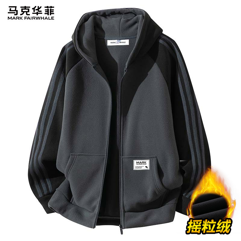 马克华菲摇粒绒大码连帽卫衣男士