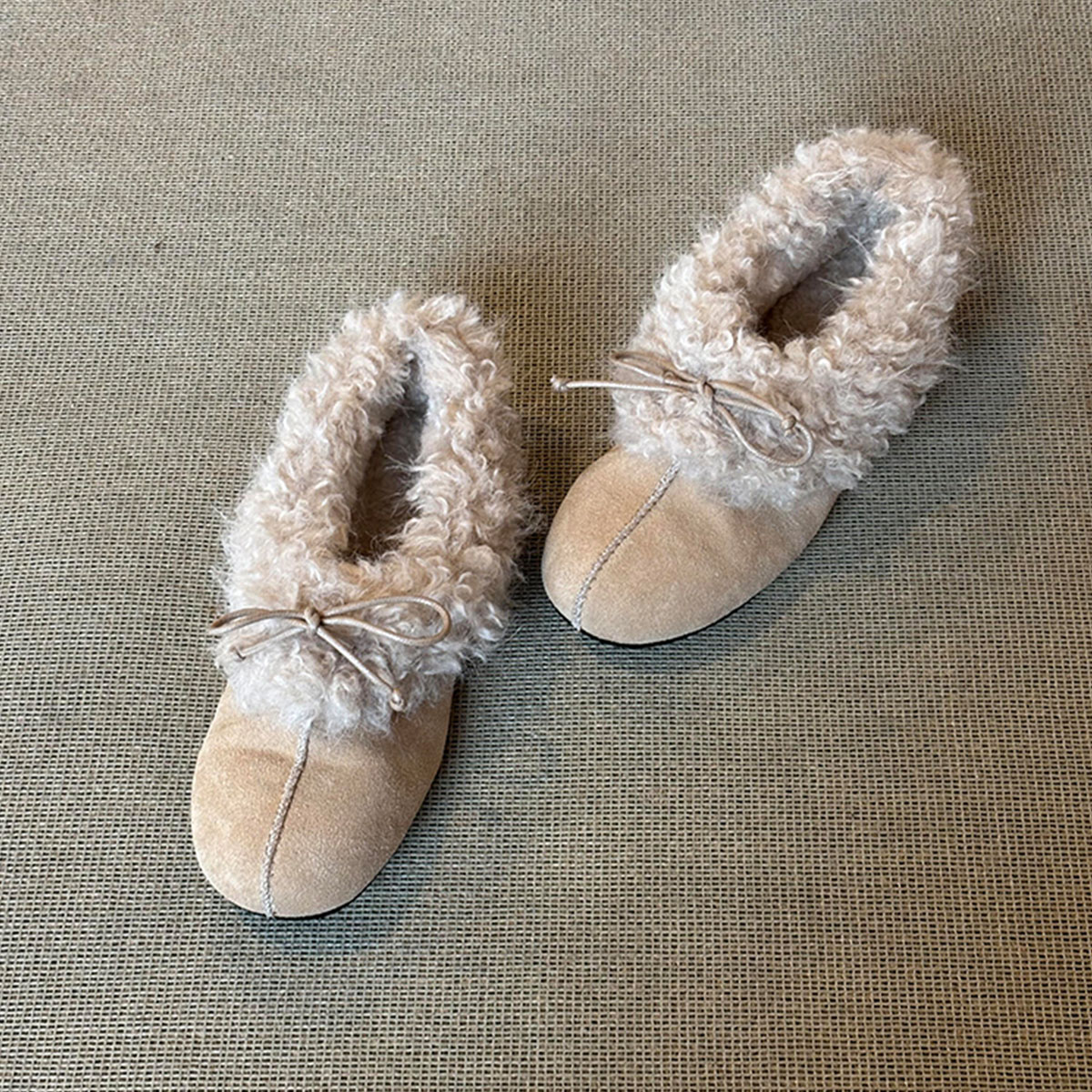 休闲舒适平底内增高加绒毛毛鞋女