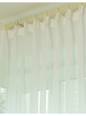 现代简约涤棉纱高档纯白色绣花纱帘客厅卧室窗帘布料成品特价清仓