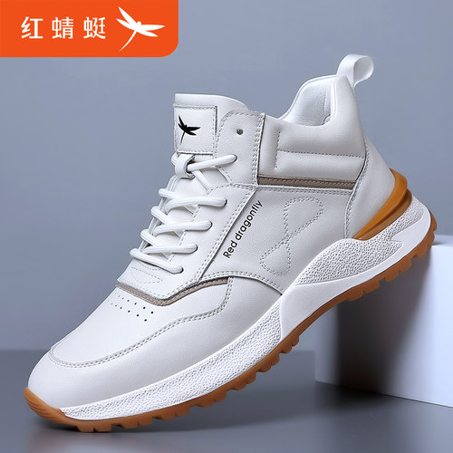 真皮男鞋红蜻蜓透气运动秋季
