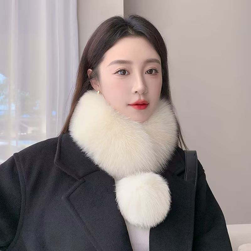 狐狸毛围脖女冬毛球磁吸扣仿皮草围巾双面百搭加厚保暖毛毛领护颈