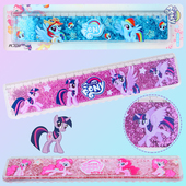 小马流沙尺子宝莉小学生专用儿童直尺波浪线闪粉减压入油卡通可爱