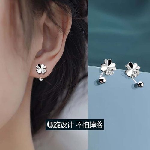 小众s925银针女四叶草耳钉