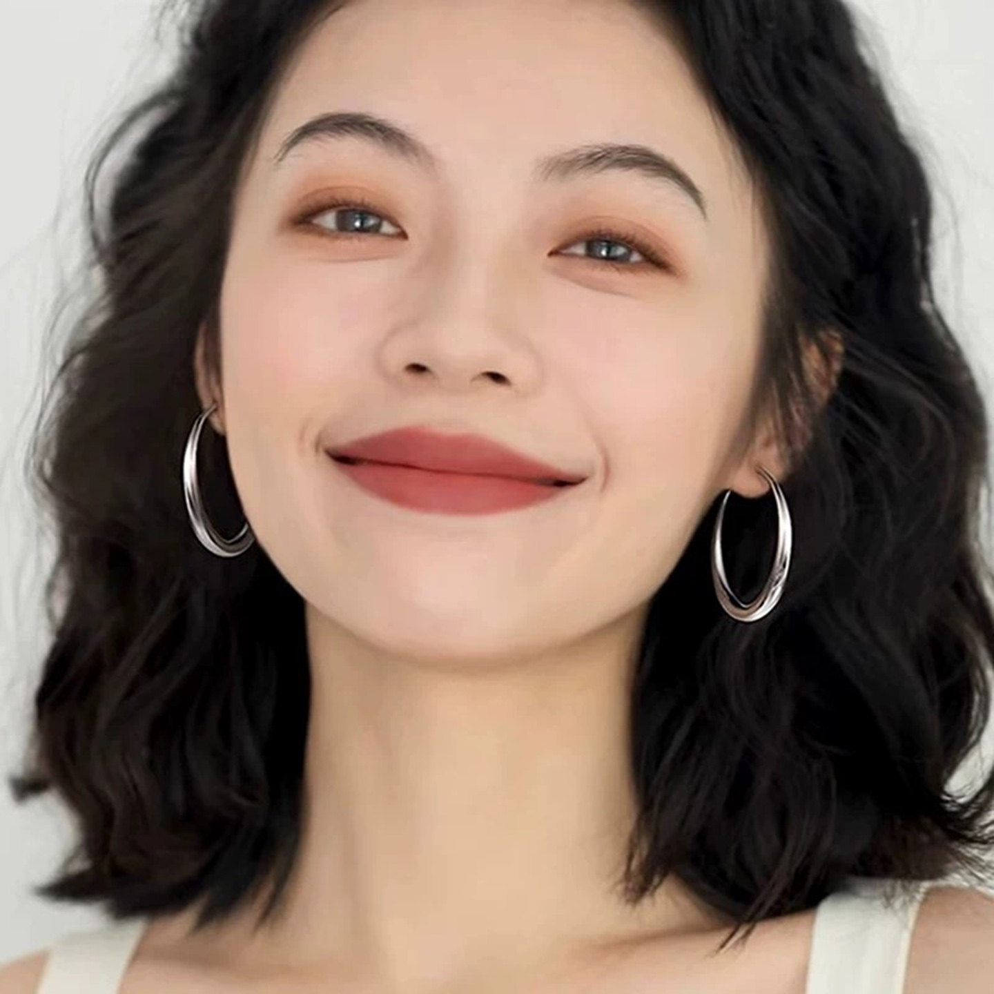 超A银色素圈耳环女耳圈