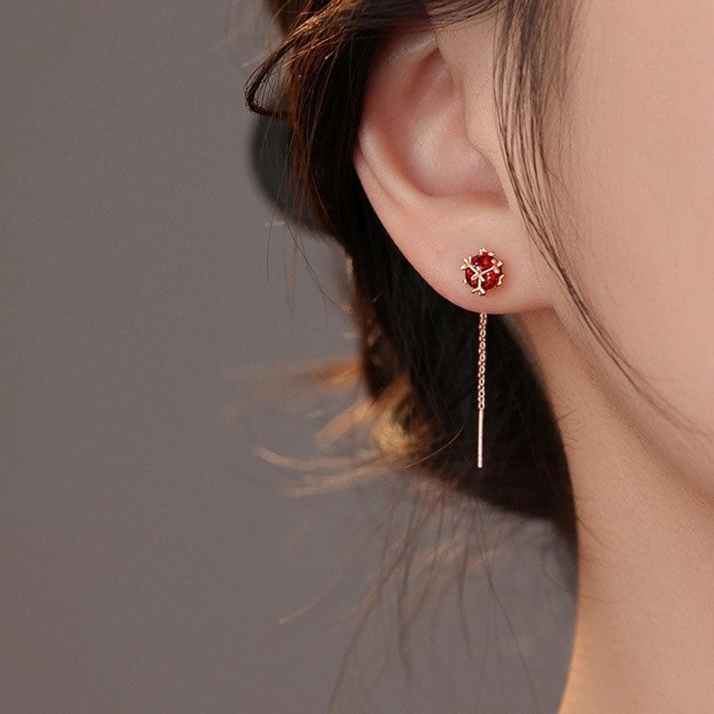 s925银四叶草耳线女气质简约