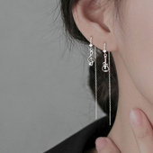 925银吉他音符耳线女个性 朋克不对称耳链小众设计感气质摇滚耳饰