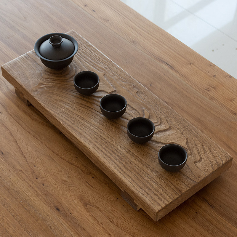 榆木茶具茶海长方形日式小茶海单层小号实木托盘茶盘茶托果盘