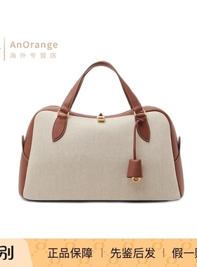 Loro piana/诺悠翩雅LP女包Needle帆布拼皮保龄球包手提包26新款