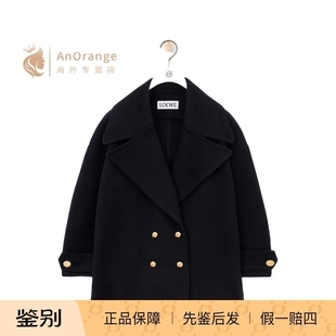 罗意威女装 短款 2026新款 翻领长袖 双排扣大衣 双面羊毛经典 Loewe
