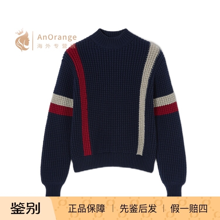 LP/诺悠翩雅条纹高领羊绒针织衫