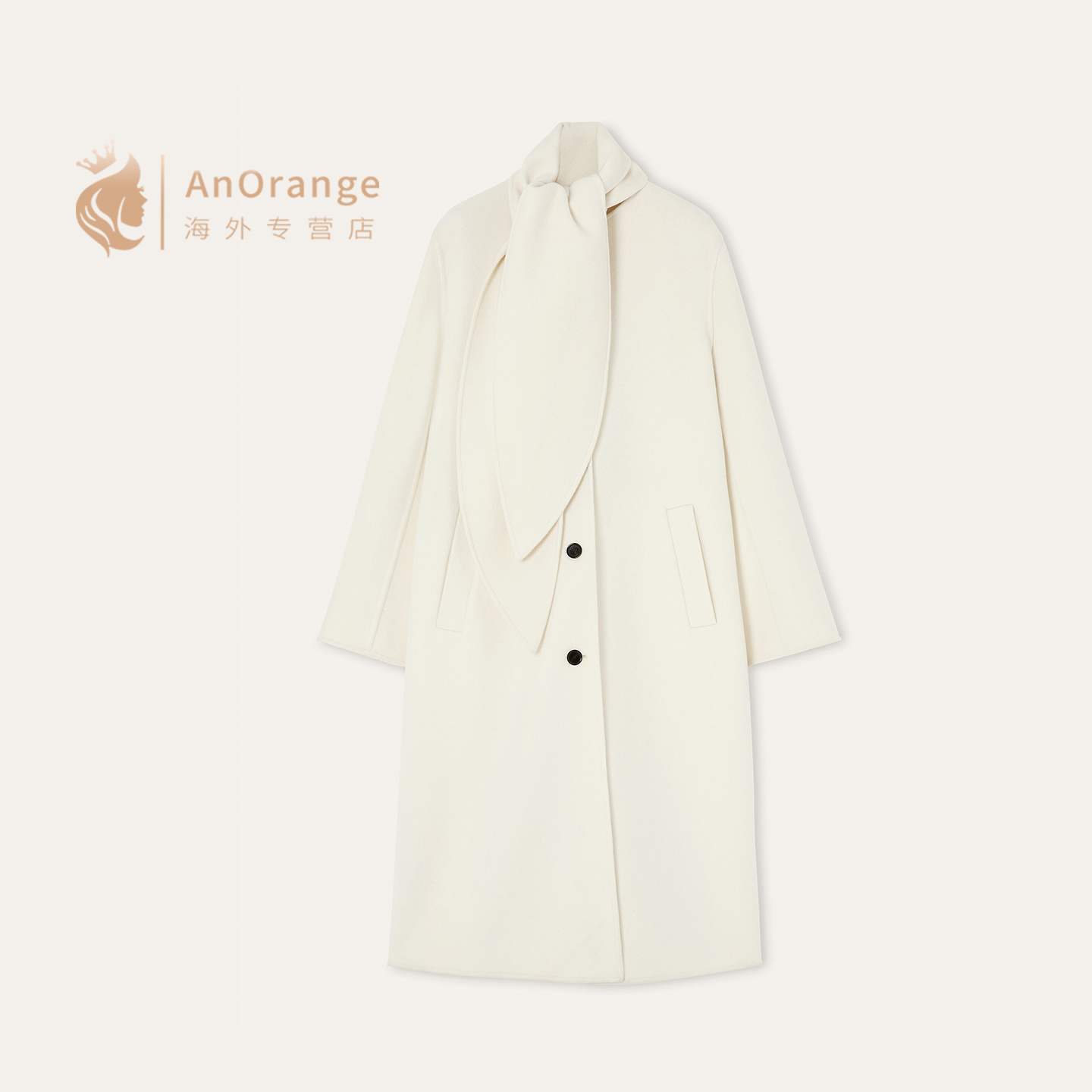 LP/诺悠翩雅带围巾领羊绒大衣