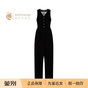 连身裤 Armani阿玛尼EA女装 V领纽扣无袖 黑色天鹅绒经典 2026新款
