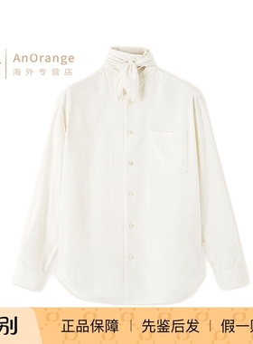 Loro piana/诺悠翩雅LP男装衬衫长袖真丝领巾白色衬衫26春夏新款