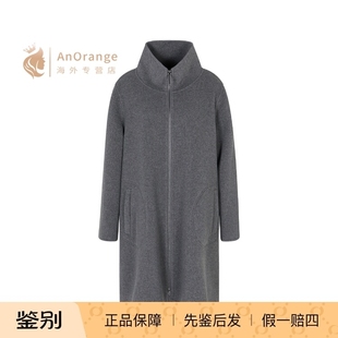 外套 灰色羊毛真丝混纺拉链长袖 Armani阿玛尼EA女装 夹克2026新款