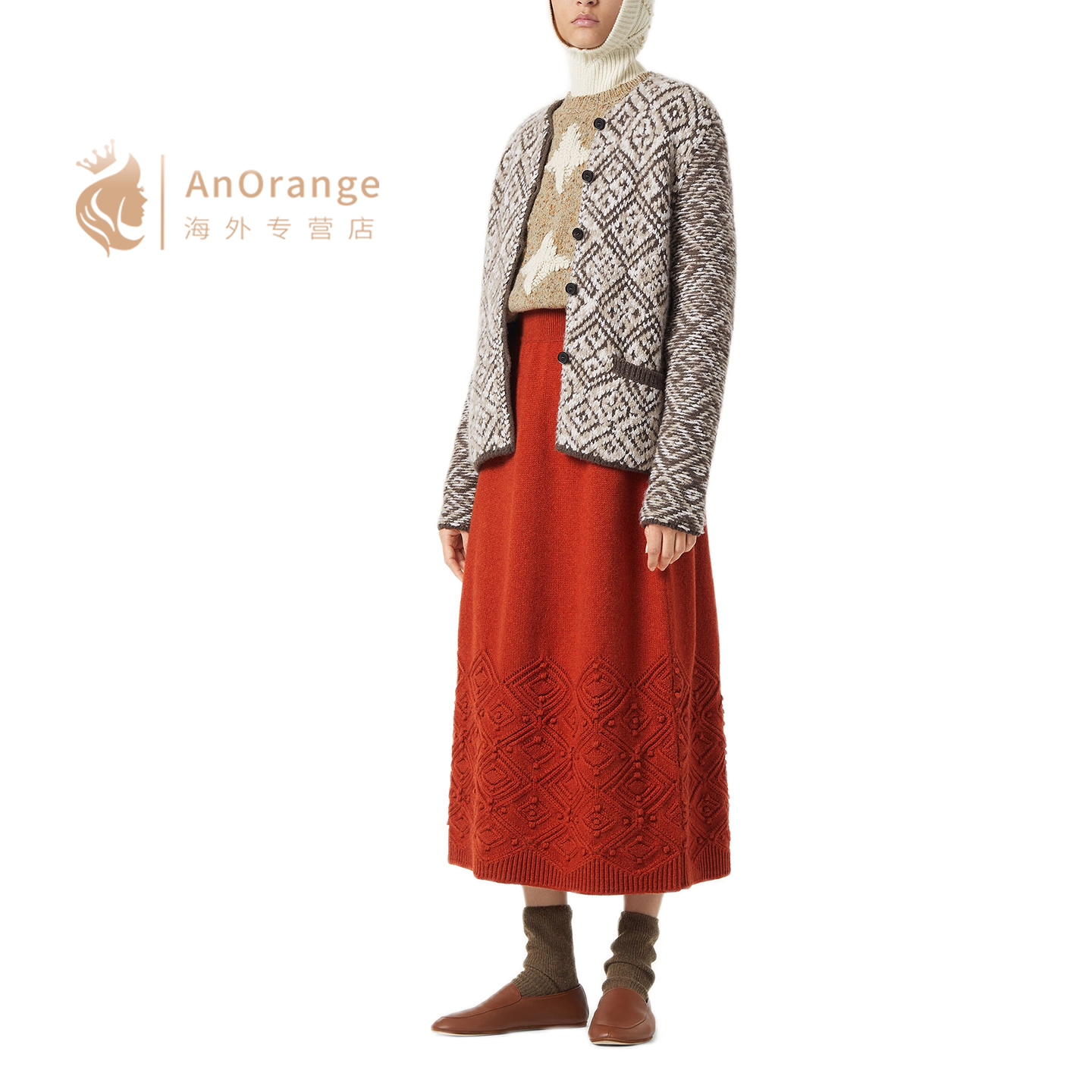 LP/诺悠翩雅菱格提花羊绒夹克