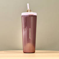 Starbucks Cup Wanhua Meijing 2026 New Model floral Rose mug, stainless Steel straw insulated cup thumbnail 6
