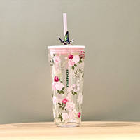 Starbucks Cup Wanhua Meijing 2026 New Model floral Rose mug, stainless Steel straw insulated cup thumbnail 2