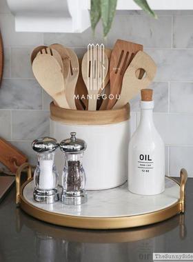 大理石家居浴室餐桌厅摆件化妆品首饰装饰品工艺品置物收纳托盘子