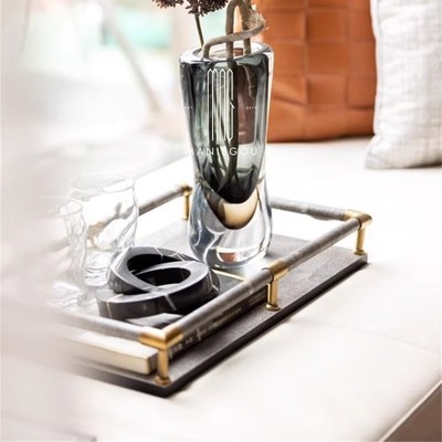 天然大理石双环多环现代客厅办公室软样板间装饰品艺术几何体摆件