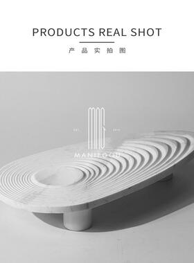 现代简约天然大理石餐桌厅客厅创意摆件装饰品工艺品置物收纳托盘