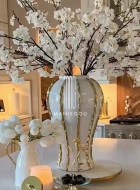 欧式轻奢大理石家居餐桌厅高级感摆件客厅装饰品工艺品置物花瓶器