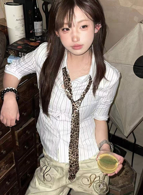 纯欲条纹七分袖显瘦衬衫女设计感小众修身衬衣百搭休闲上衣新款夏