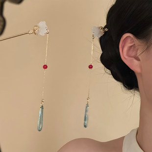 山沐手作「花下云淮」古风花朵流苏发簪新中式 盘发钗发饰汉服头饰