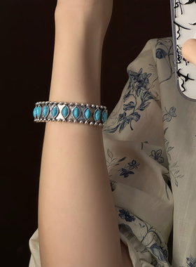 山沐手作「九岚」波西米亚复古银色手镯女轻奢小众开口可调节镯子