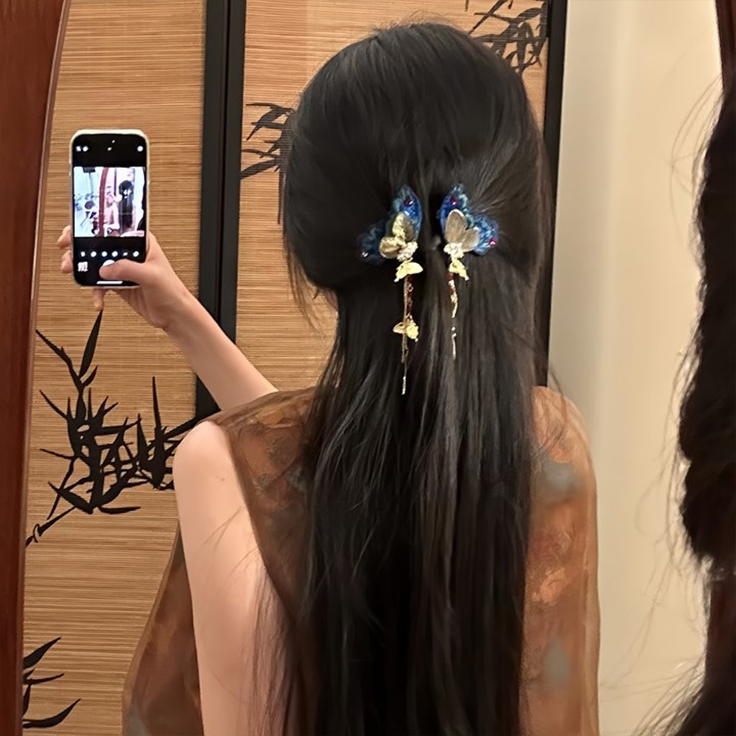 山沐手作「棠梨幻蝶」新中式国风蝴蝶发夹女古风精致气质边夹发饰