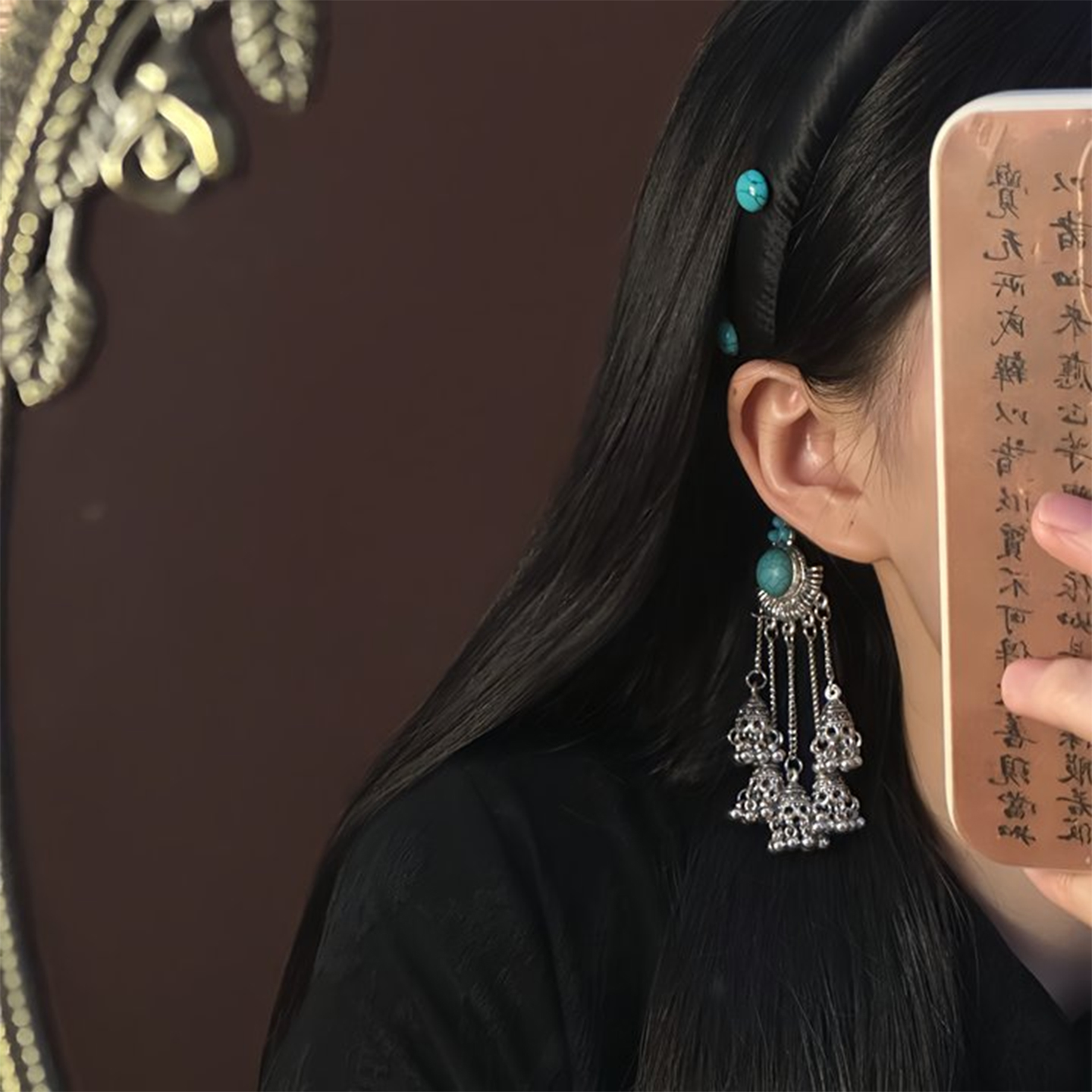 山沐手作「南歌诏谣」民族风复古黑色流苏发箍女款夏时尚头箍发饰