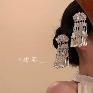 【花影流苏】苗族发夹苗疆民族风侧边刘海夹发饰苗银发卡头饰女