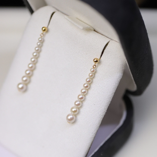 akoya渐变耳线日本海水baby小米珠大小渐变18K金气质款珍珠耳坠