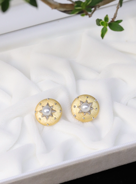 【海日金轮】澳白keshi海水无核野生克旭珍珠925精工银款耳钉