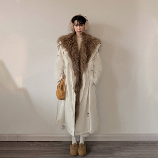 可拆卸三合一派克服拼狐狸毛领长款 工装 冬季 外套 自由构件