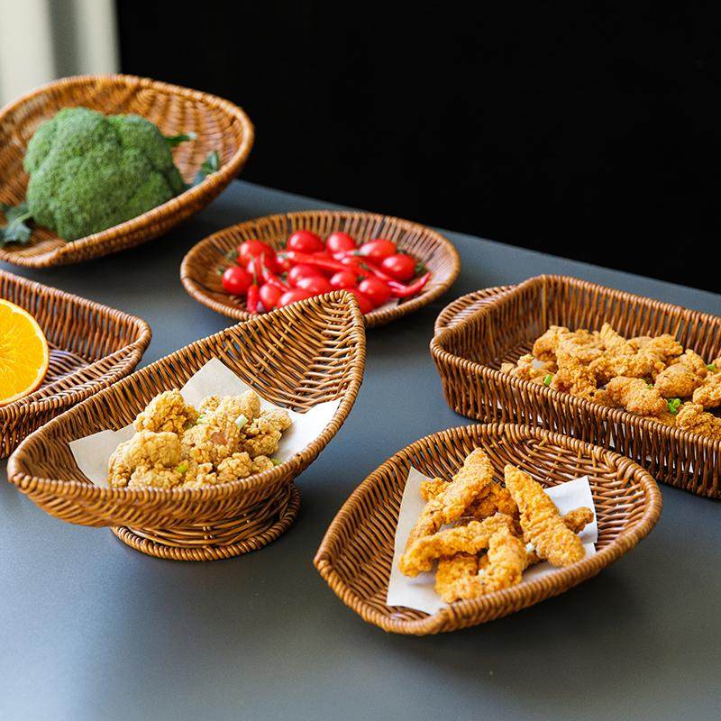 创意网红餐具火锅店蔬菜盘藤编水果盘小吃油炸篮小酥肉盘子菜品筐,餐饮具,果盆/果盘/果篮,淘宝优惠券,粉丝福利购,淘宝优惠卷