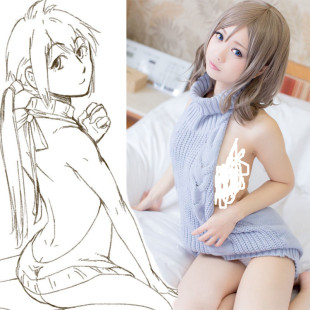 露背毛衣女日系高领少女团子日本网红甜美针织衣性感撩汉出品宽松