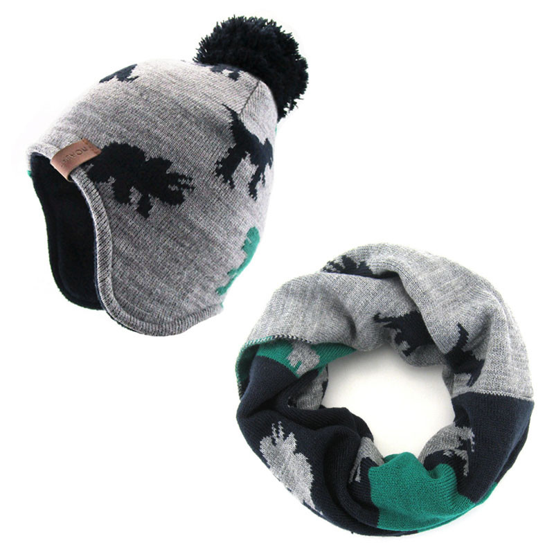 NOABAT儿童帽子秋冬季恐龙女宝宝