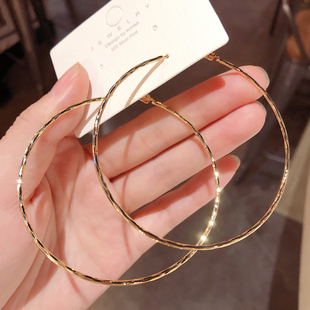 欧美夸张冷淡风素圈大耳圈耳环2025新款 网红气质高级感银针耳饰女