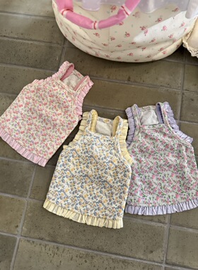 Bee复古碎花小吊带宠物夏天裙子小型犬狗衣服马尔济斯约克夏预售